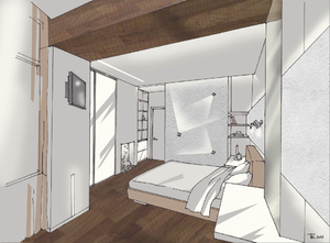 Заказать  удаленно индивидуальный Блиц-дизайн интерьеров квартиры или дома в г. Шостка  . Спальня 21 м2